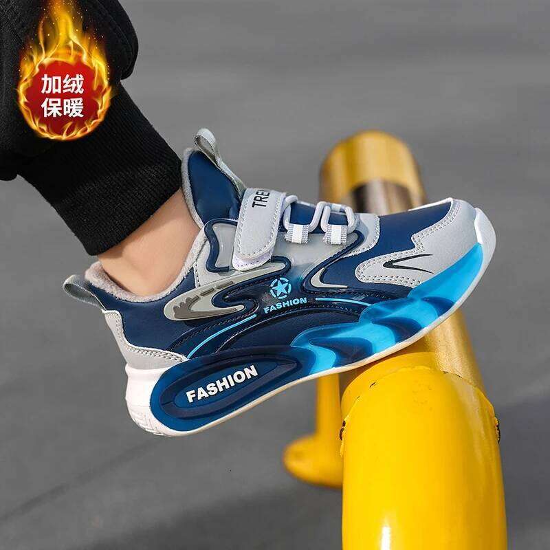 Fashion Luxury Children Boys Winter Warm Plush Kids Casual Sneaker Cotton Tennis Shoes for Boy 4 To 12 Years 26W0224