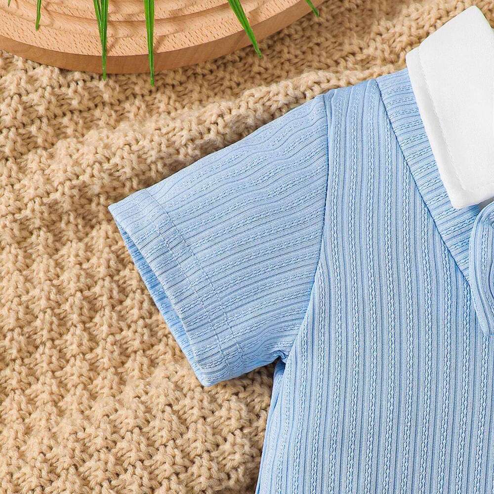 Newborn Cute Little Dear Short sleeved Jumpsuit 0-18 Months old Baby boy Summer Small Gentleman's clothing 26Y0224