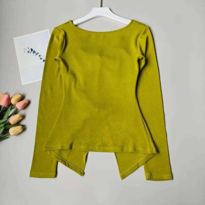 Slim Fit Yoga Top with Double Knot, Women's V-Neck Long Sleeve Workout Shirt, Breathable for Training 26Y0224