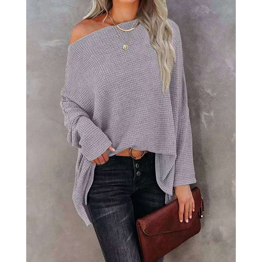 Knitted Waffle Shoulder 2024 New Autumn Europe and America Women's Regular Top 26L0224