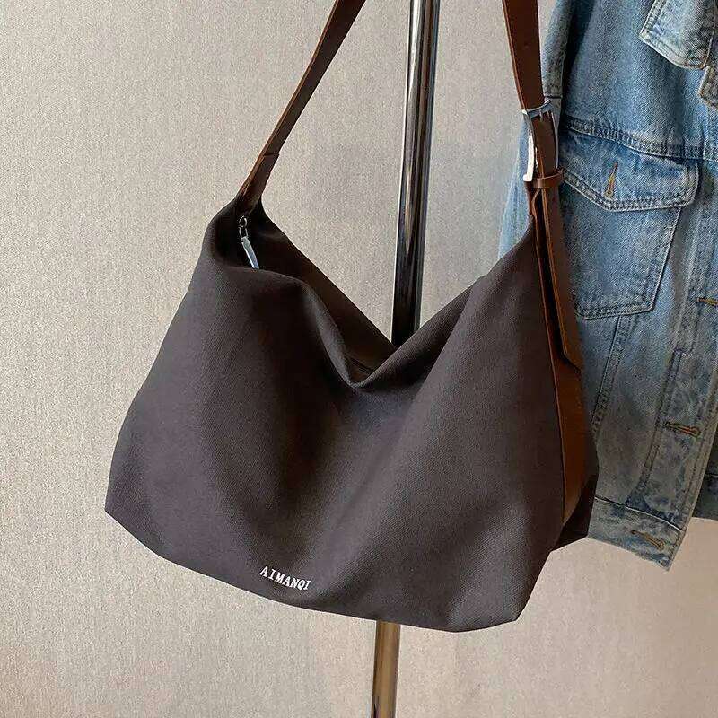 Canvas Tote Bags with Zipper Female Large Capacity Shoulder Bag Womens Durable Fabric Handbag Z260224