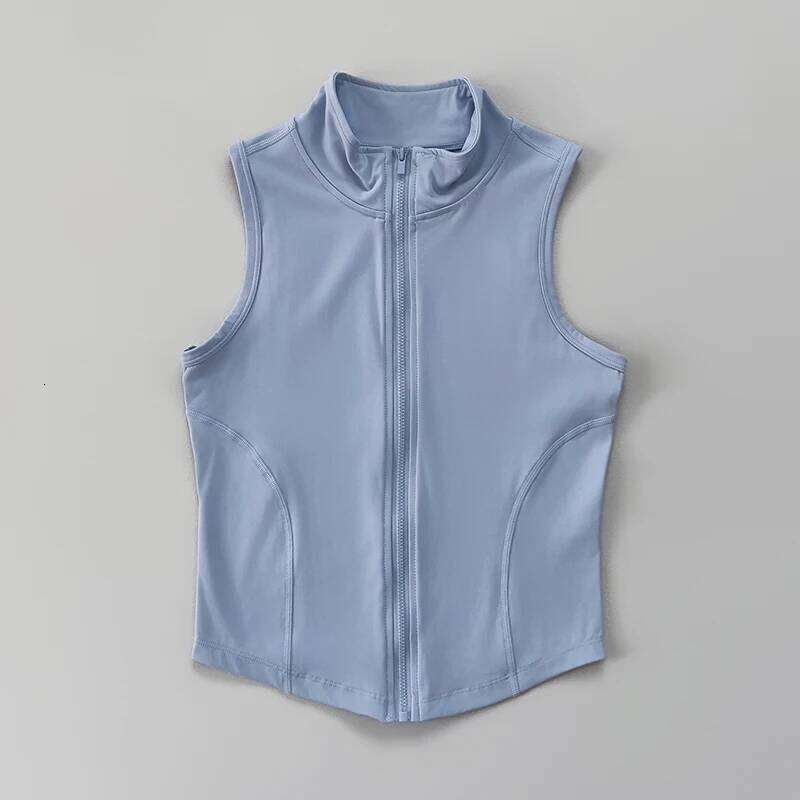 Women's yoga, fitness, sports clothing, sleeveless stand-up collar, zipper exercise vest, slender yoga and fitness vest 26Y0224