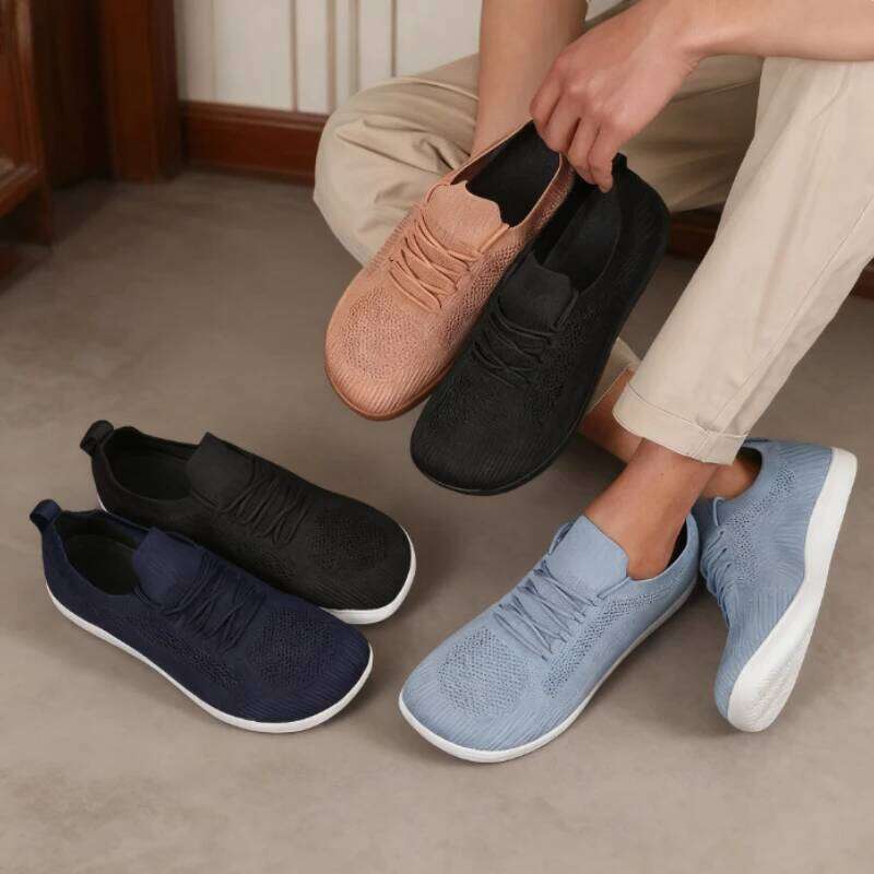 Men Wide Barefoot Anti Slip Minimalist Lightweight Breathable Walking Shoes Fashionable Round Toe Cross Training Sneakers