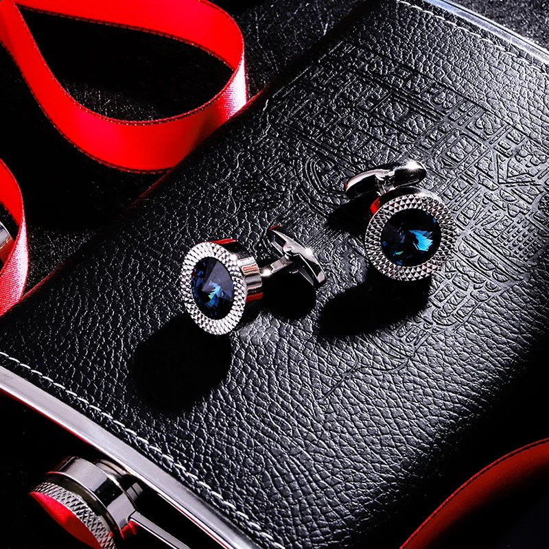 KFLK Round Shirt Cufflinks for Mens Crystal Cuff link Wedding Button High Quality Guests 260208