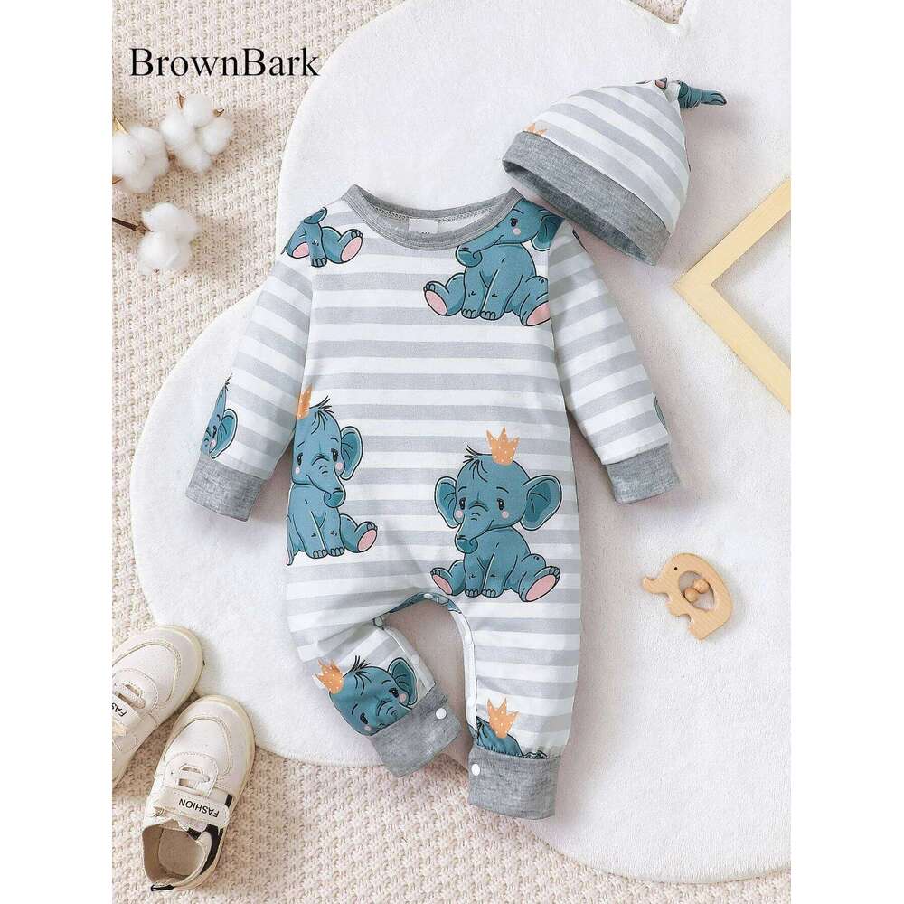 Winter Newborn Infant Boys Romper Bear Print Long Sleeve Button Up Front Rompers Kids Onepiece Soft Fashion Baby Clothing 26Y0224