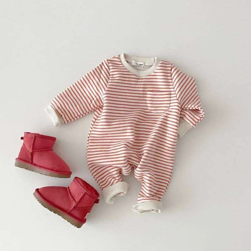 2026 Spring New Baby Romper Boys Girls Simple Striped Casual Jumpsuit Newborn Cotton Infant Toddler Clothes 0-24M 26H0224