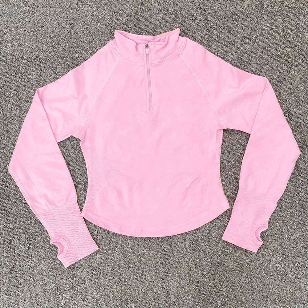 Yoga With Half Zip Shirt Women Long Sleeve Sport Tops Seamless Running Workout Coat Fitness Clothing Activewear 26Y0224