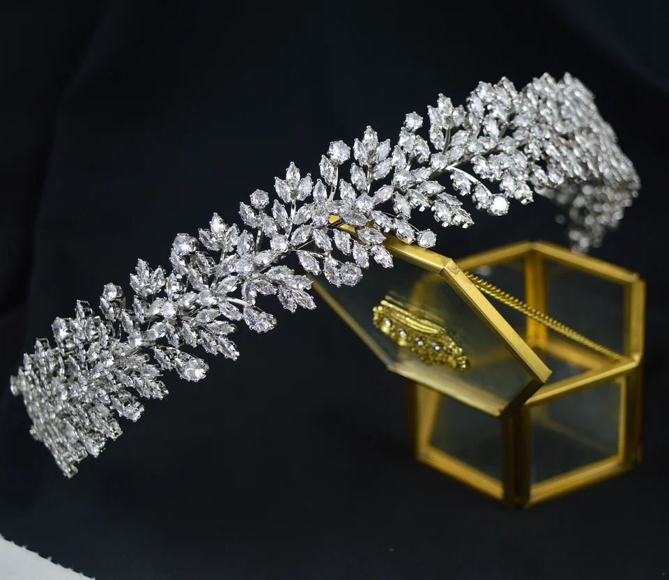 Bridal Headband For Wedding Hair Jewelry Headpiece CZ Zirconia Bride Crowns Tiaras For Women Diadem Party Prom Headdress 260208