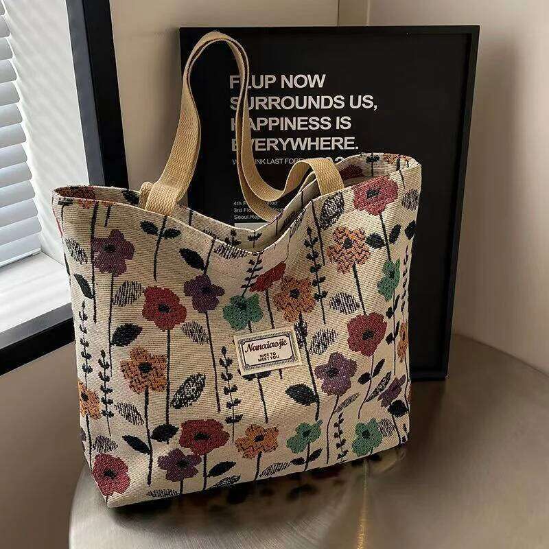 Large Capacity Niche Single Shoulder Women, Ins Style Canvas Bag, Tote for Class, Commuting Bag Z260224