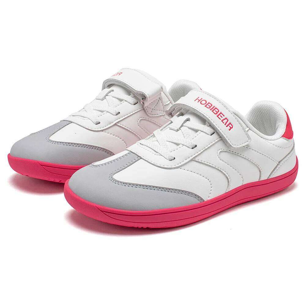 HOBIBEAR Big Kids Barefoot Wide Toe Hook Loop Sneaker Artificial Leather Non-Slip Zero Drop Lightweight Comfort Shoe 26W0224