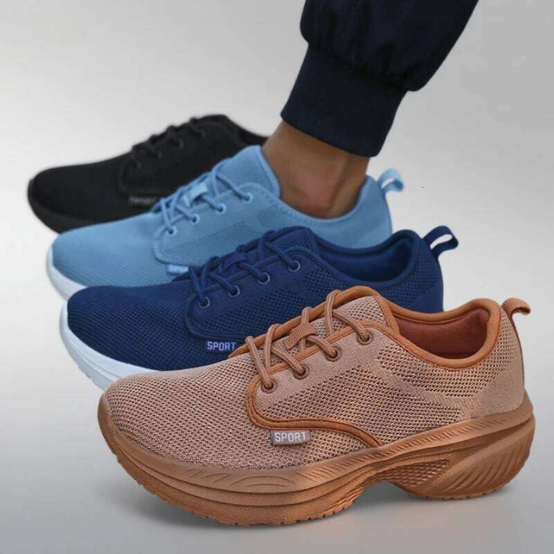 Men's Platform Wide Big Toe Friendly Workout Footwear SustainableMemory Foam Insole Sneakers Breathable Travel Shoes