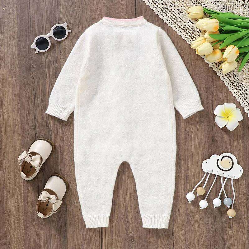 Newborn Baby Rompers Knit Infant Girl Jumpsuit Long Sleeve Autumn Toddler Kid Clothes Fashion Ruffles Embroidered 0-18M Overalls 26H0224