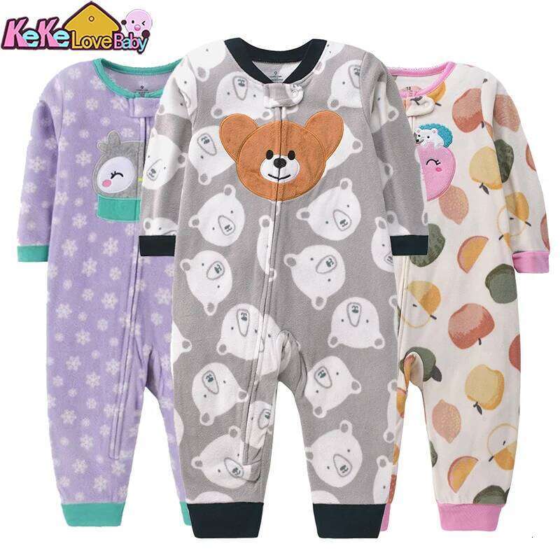 Winter Infant Baby Pajamas Boy Girl Rompers Warm Autumn Clothes Zipper Fleece Overalls Animal Jumpsuit Clothing 9 12 to24 months 26Y0224