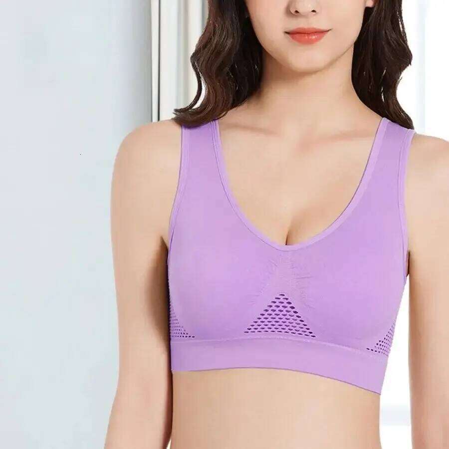 Seamless Mesh Women Sports Bras Fitness Gym Running Underwear Shockproof Wireless 6XL Plus Size Crop Top Breathable Yoga Bra 26Y0224