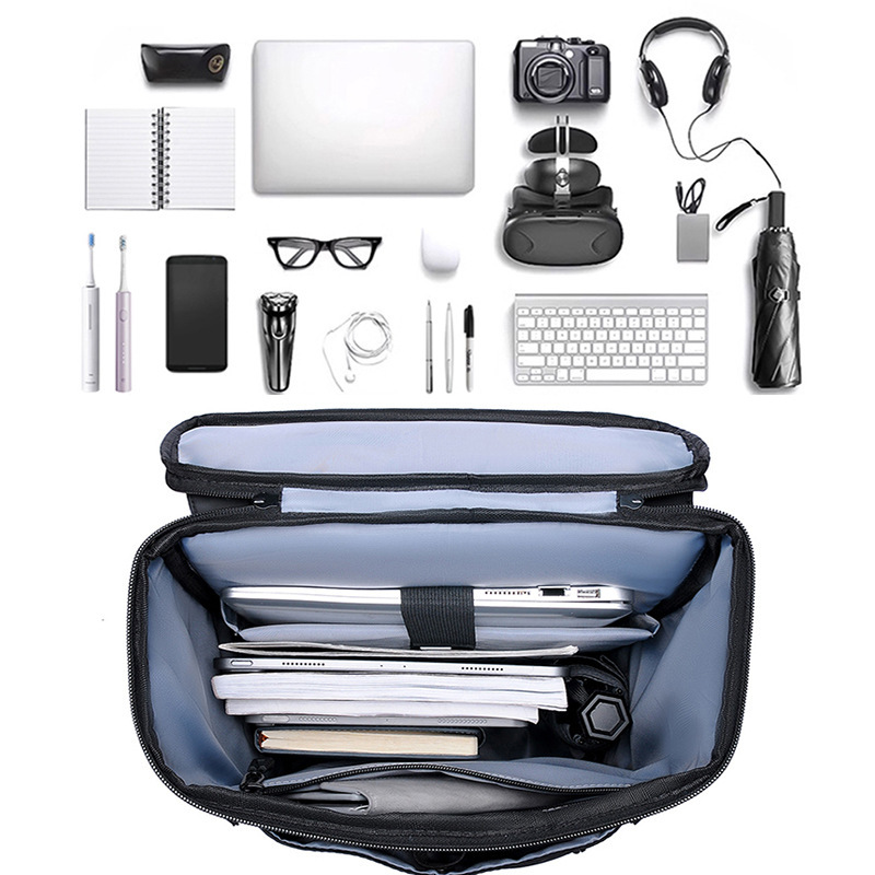 Large Capacity Waterproof Business Backpack Fashion Trendy Texture Casual Commuter Bag Travel High-end Feel Mens Double Shoulder Bag