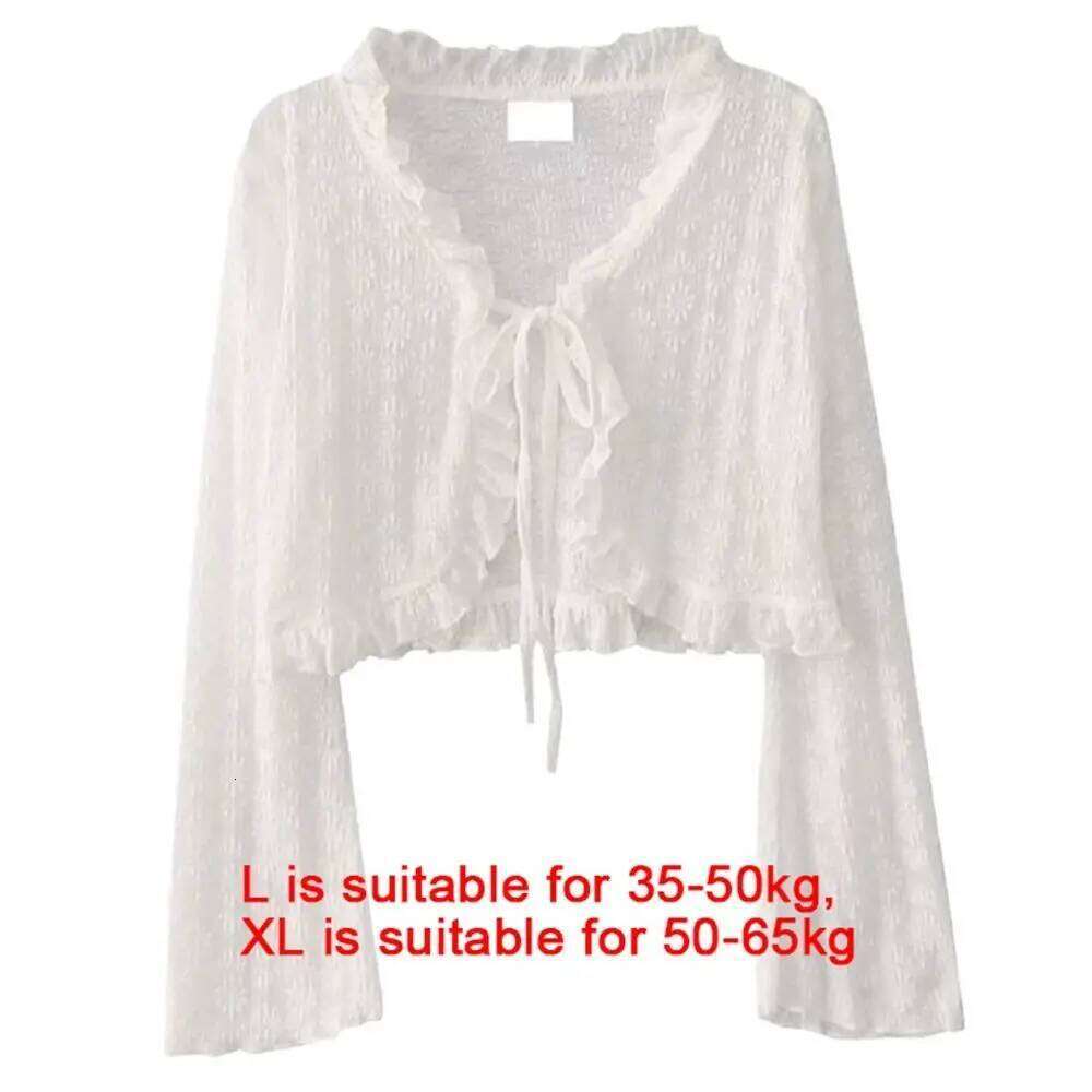 New Polyester Sunscreen Cardigan Lace-up Knitwear Tops Long Sleeve Thin Coat Women 26L0224