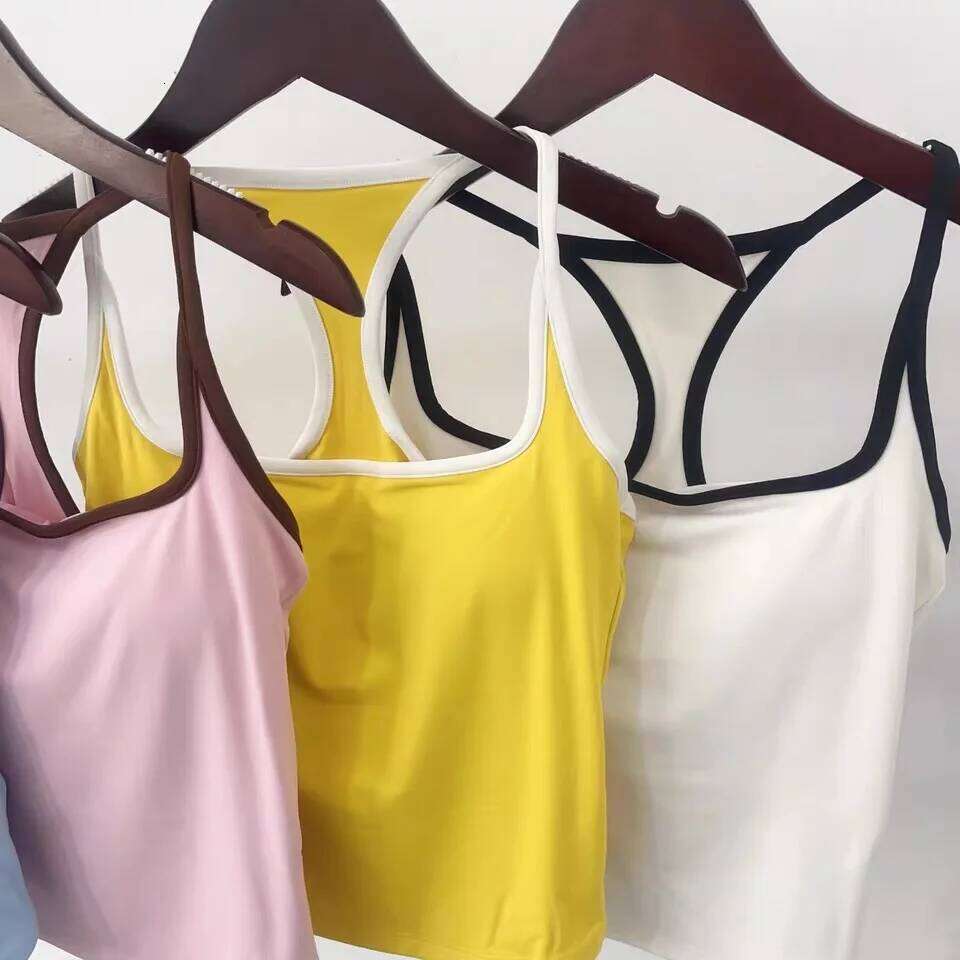 Fixed chest cushion, contrasting color, fine strap, beautiful , sports bra, women's suspender, underwear, yoga clothes, fitn 26Y0224