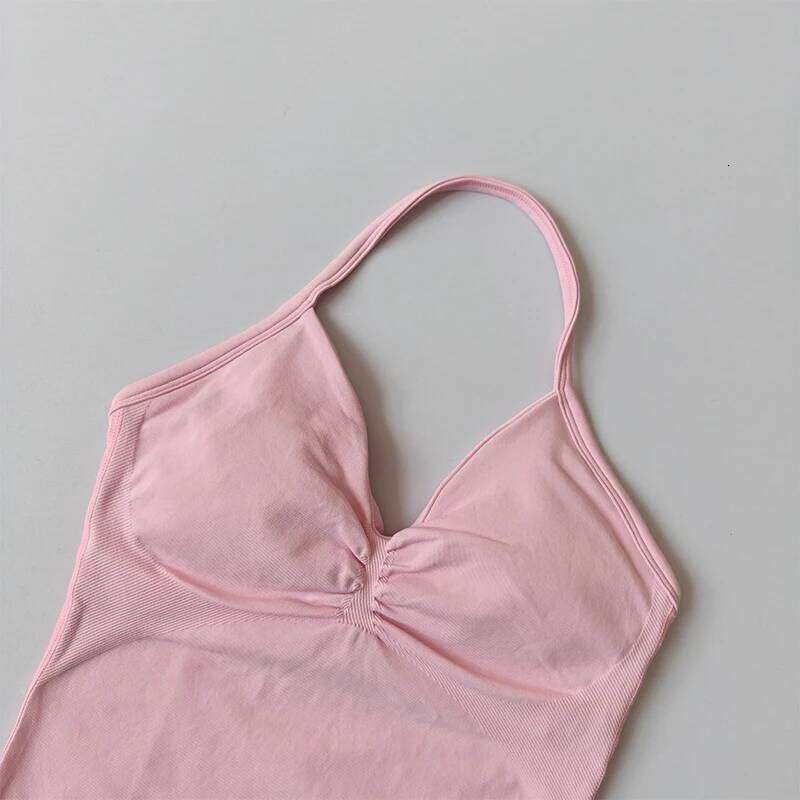 Longline Strappy Seamless Yoga Tank Tops Ruched less Gym Clothes Workout Sleeveless Shirts With Buit In Bra Vest Clothing 26Y0224