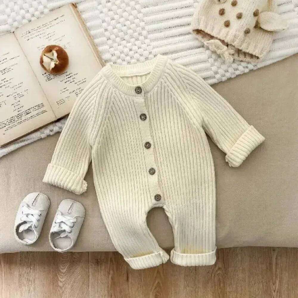 4614 Jumpsuit Autumn and Winter New Solid Color Baby Boy's Knitting Climbing Clothes 26Y0224