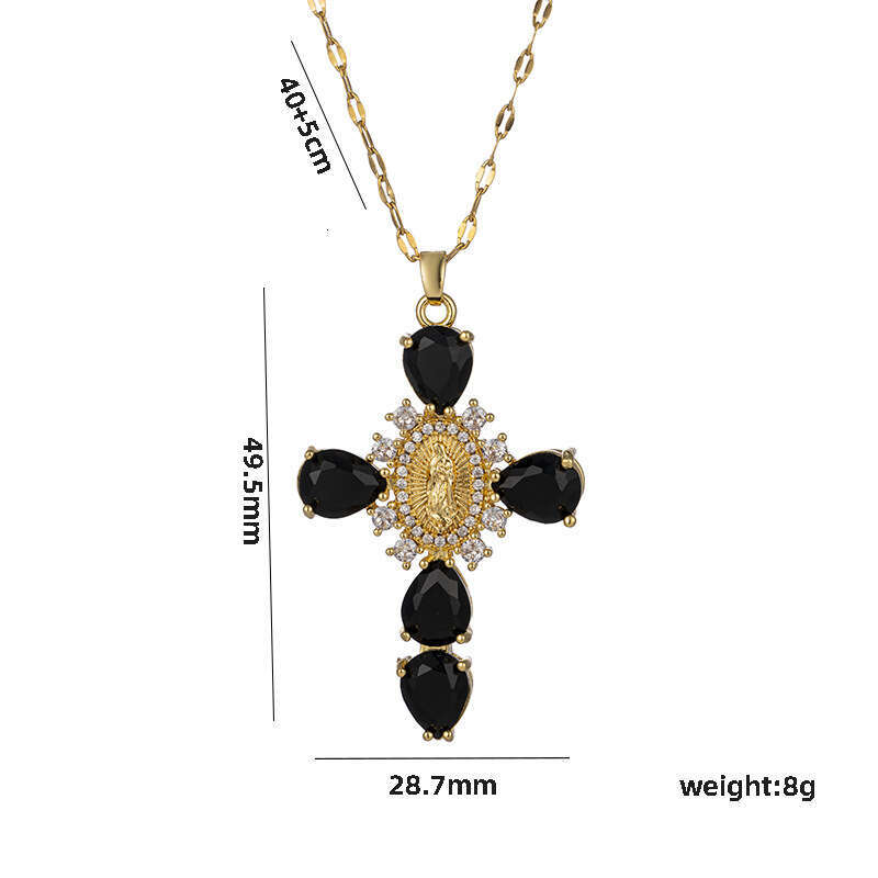 Micro-Inlaid Zircon Pendant Chain Creative And Personalized Cross Necklace Collarbone Chain For Women