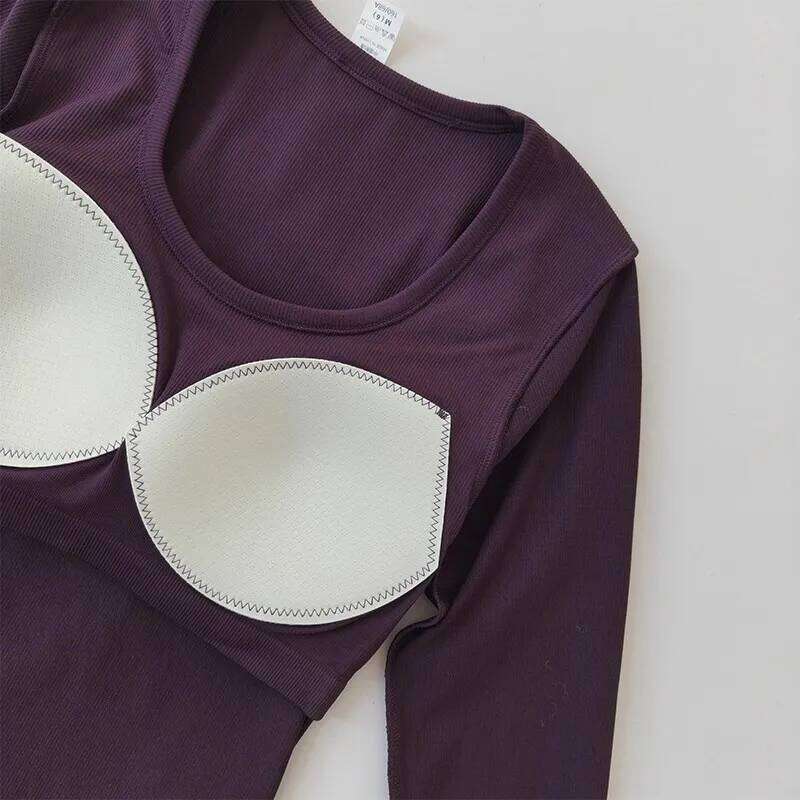 Women's Slimming Long Sleeve Yoga Fitness Top U-Neck High Elastic Integrated Chest Cushion Autumn New Style 26Y0224