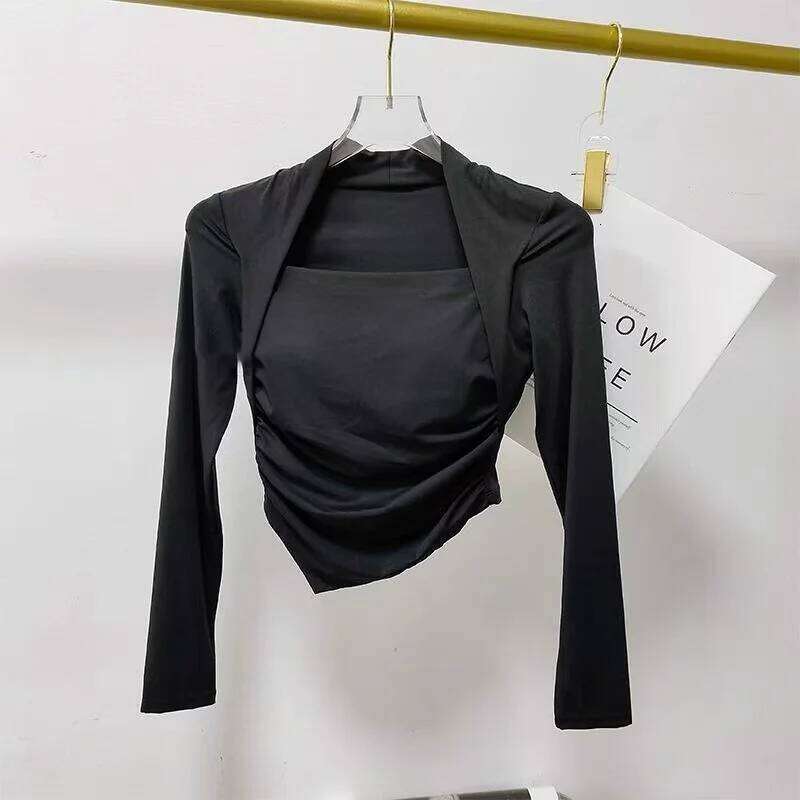 Women's Fixed-Pad Yoga Wear, Tight-Fitting, Slimming Sports Long-Sleeve Top, Running, Fitness, Pilates Training Apparel 26Y0223