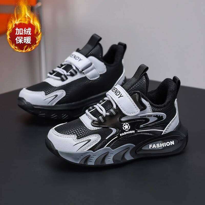 Fashion Luxury Children Boys Winter Warm Plush Kids Casual Sneaker Cotton Tennis Shoes for Boy 4 To 12 Years 26W0224