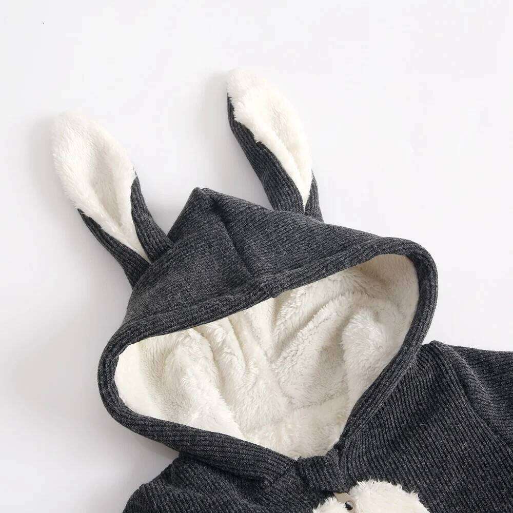 Sanlutoz Cute Warm Winter Baby Thicken Rompers Toddler Kids Bunny Jumpsuits Clothing Hooded 26H0224
