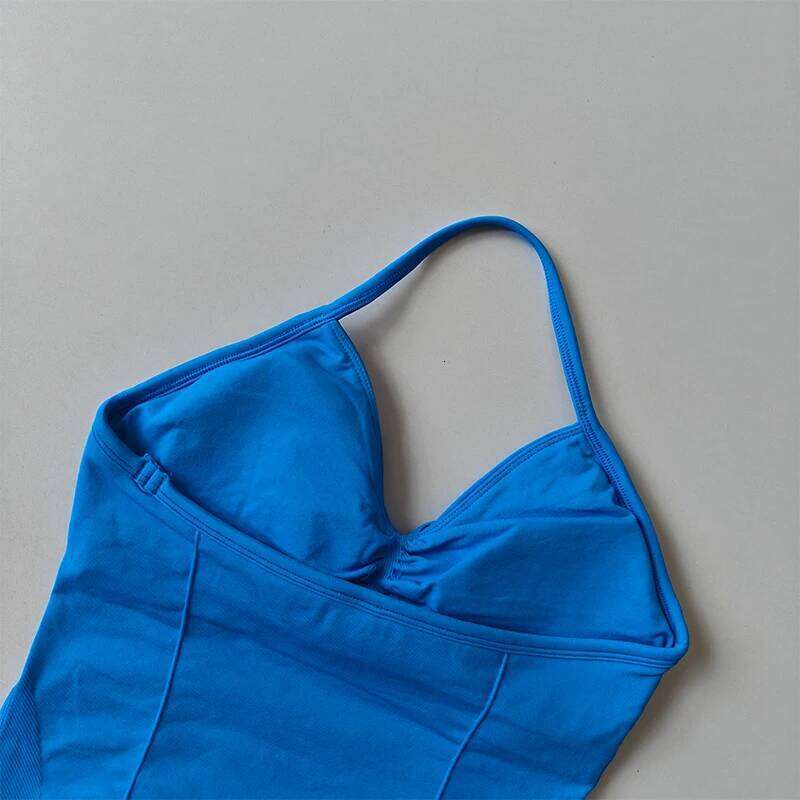 Longline Strappy Seamless Yoga Tank Tops Ruched less Gym Clothes Workout Sleeveless Shirts With Buit In Bra Vest Clothing 26Y0224