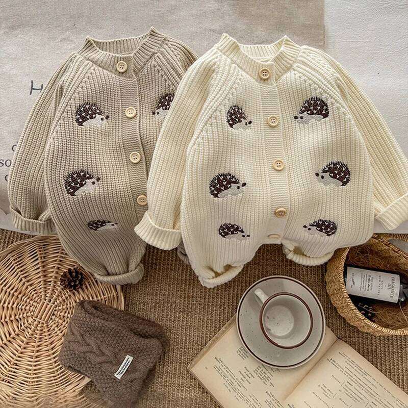 Spring New Baby Clothes Animal Embroidery Girls Rompers Single Breast Boys Jumpsuits 26H0224