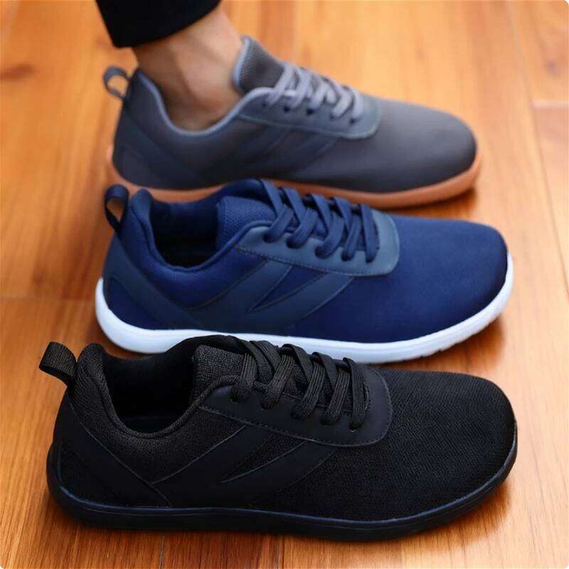 Wide Toe Barefoot Mens Lightweigh Non Slip Minimalist Walking Sneakers Zero Drop Trend Lace Up Casual Shoes for Men