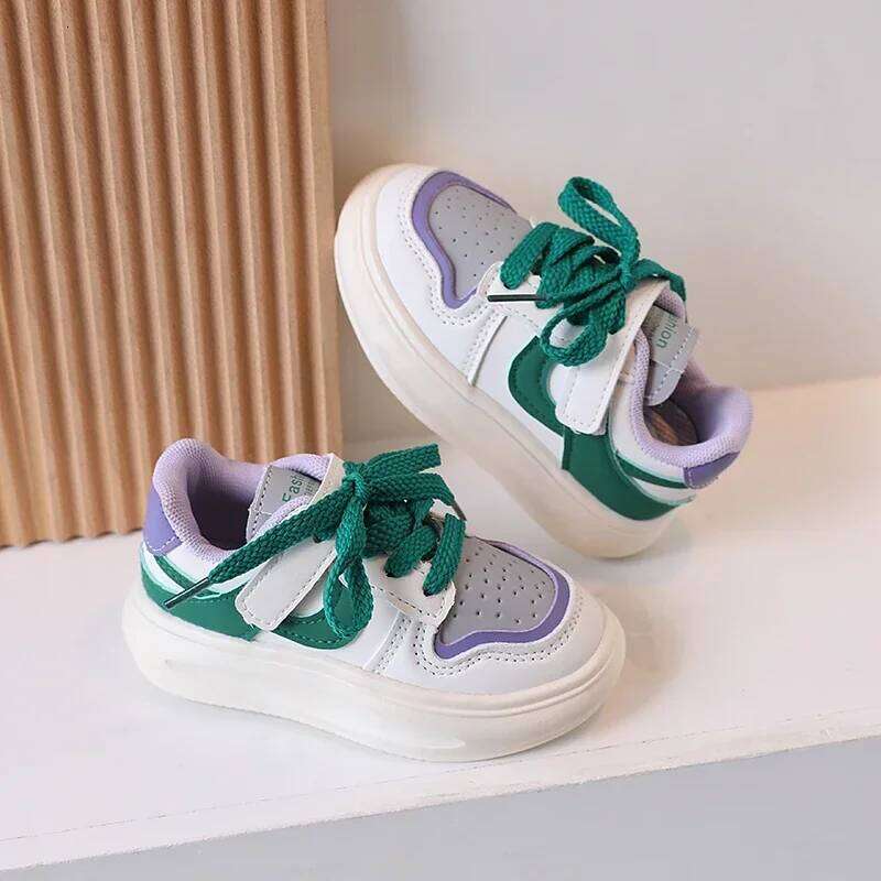 Children's Sports Girls 2025 Spring Autumn New Leather PU Leisure Soft Soled Boys Sneakers Baby Girl Casual Shoes 26W0224