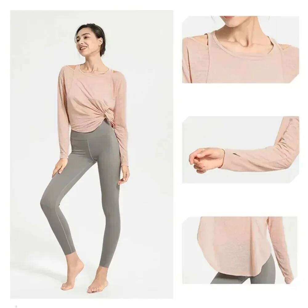 Long Sleeve Yoga Shirts for Loose Tee Crop Sports Top Women Sportswear Gym Fitness Wear Clothing Workout Female 26Y0224