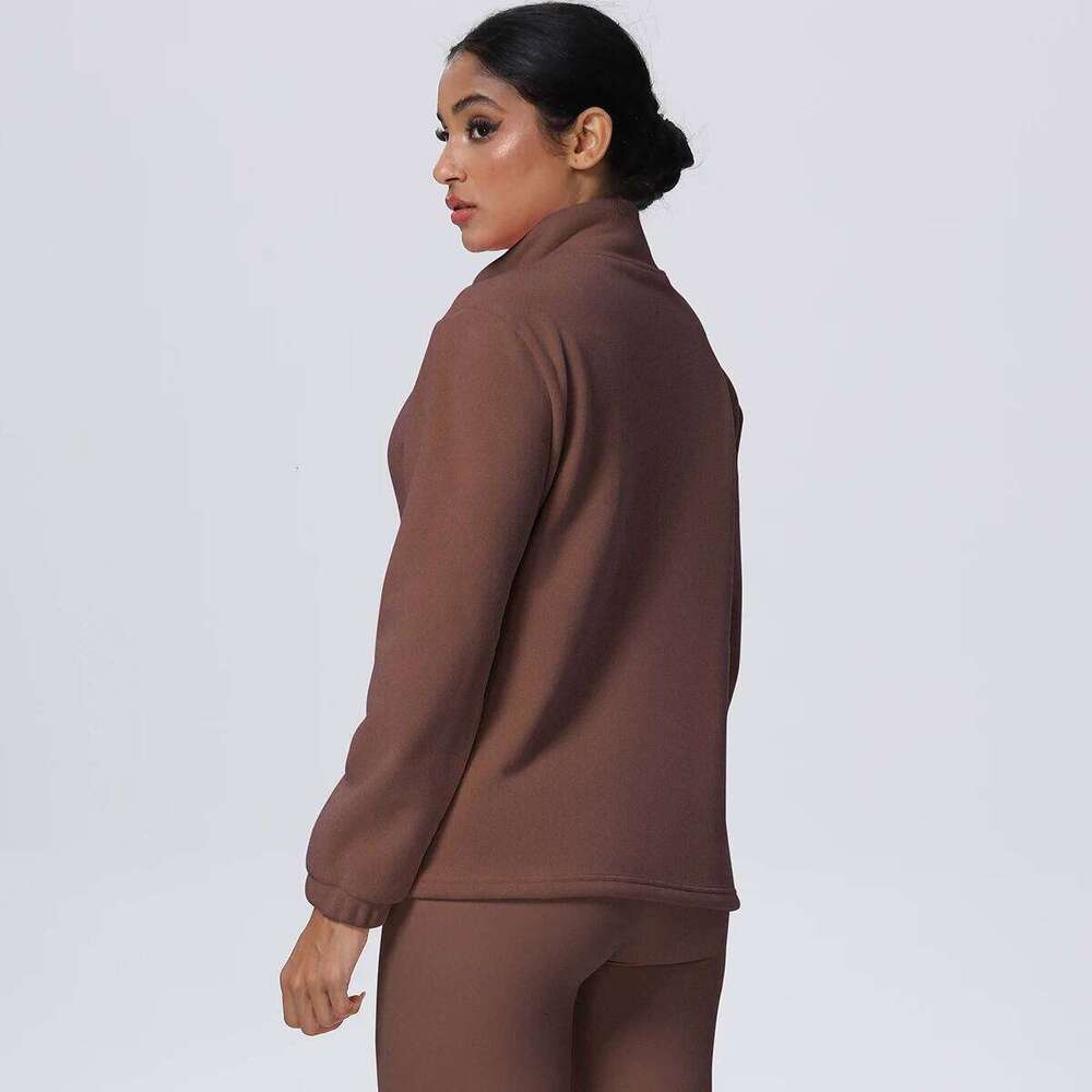 Winter Velvet Clothes for Woman's Cycling and Skiing Sports Running Zipper Long Sleeves Keep Warm Yoga Coat 26Y0224