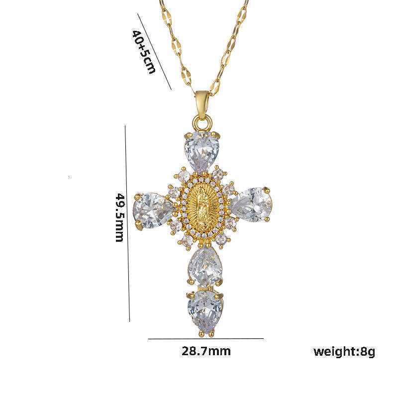 Micro-Inlaid Zircon Pendant Chain Creative And Personalized Cross Necklace Collarbone Chain For Women