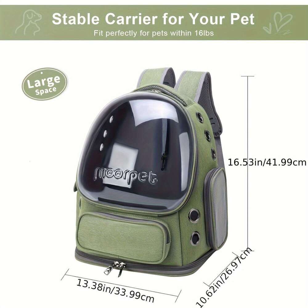 Breathable Pet Backpack, Secure & Travel-Friendly Carrier Small To Medium Cats And Dogs, Carriers Cats, Large-Capacity, Oxford Fabric, Safety Zippers,