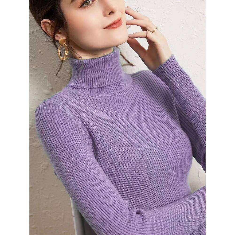 New Turtleneck Jumper Woman Knitted Blouses Fashion Ladies Sweaters Winter Thermal Striped Long Sleeve Autumn Warm Tops Bacis 26L0224