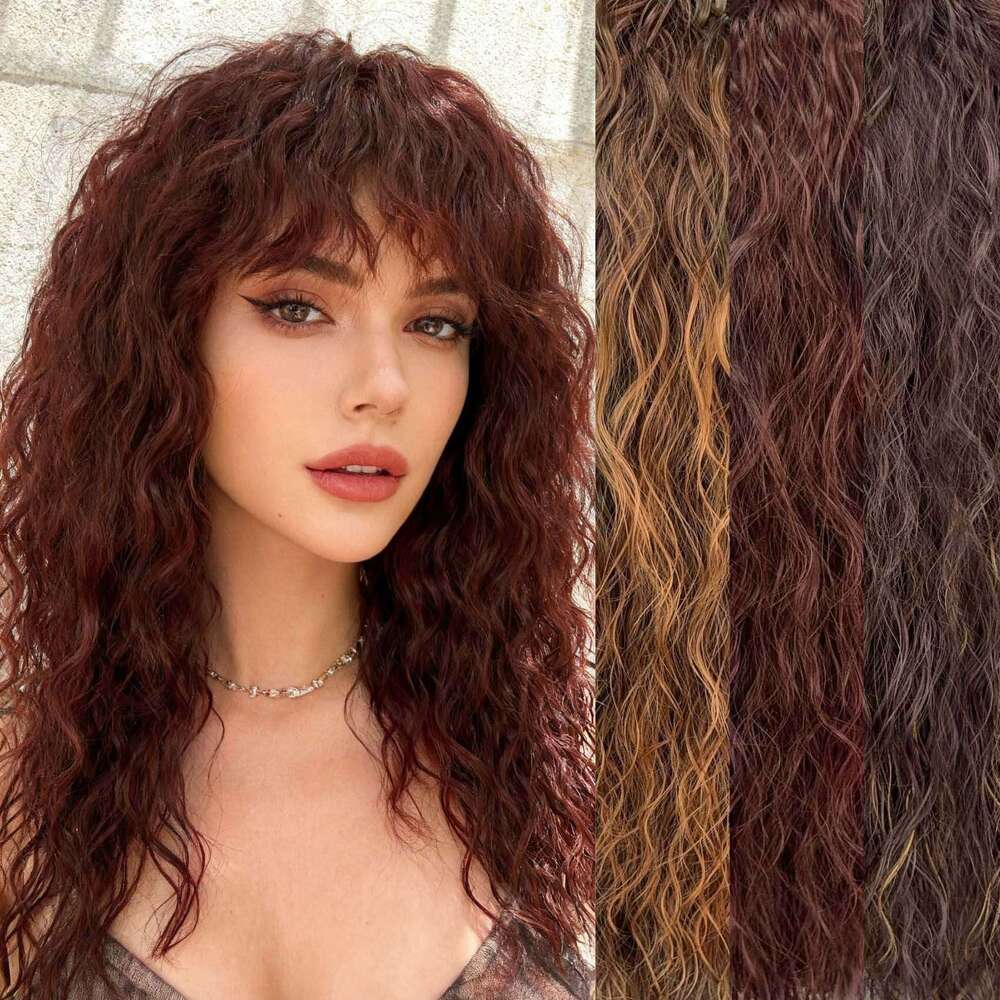 2026 African New Style Natural Wool Bangs Synthetic Full High-Temperature Silk Curl Wig SHXI