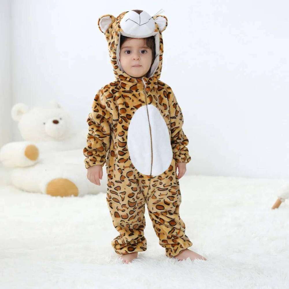 New Baby Unisex Romper Kigurumi Infant Cute Leopard Tiger Rabbit Animal Jumpsuits Newborn Pajamas For Kids Boys 26Y0224