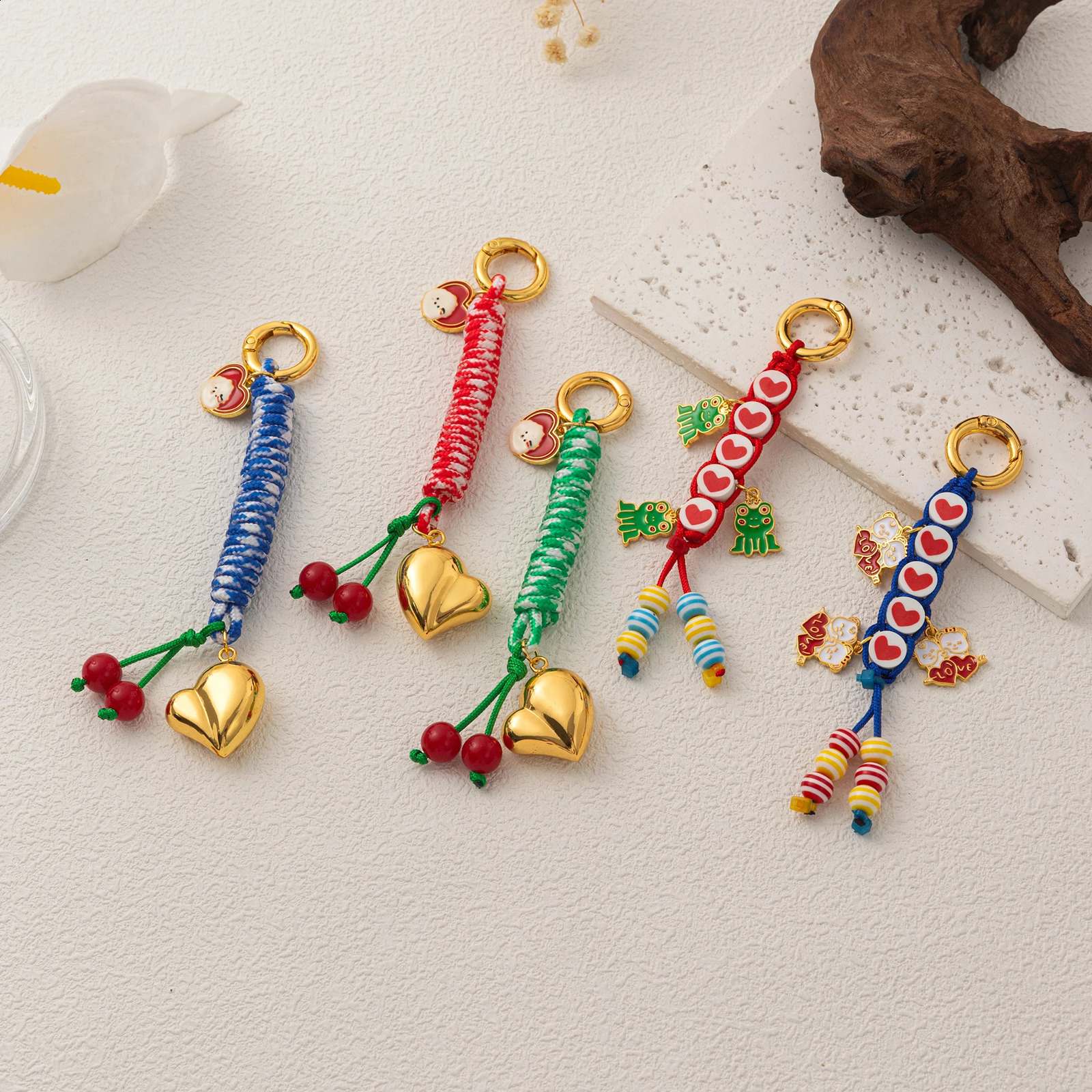 Keychain Accessories Pendant Love Cherry Rope DIY Accessories Package Chain Gold Plated Color Preserved 260202