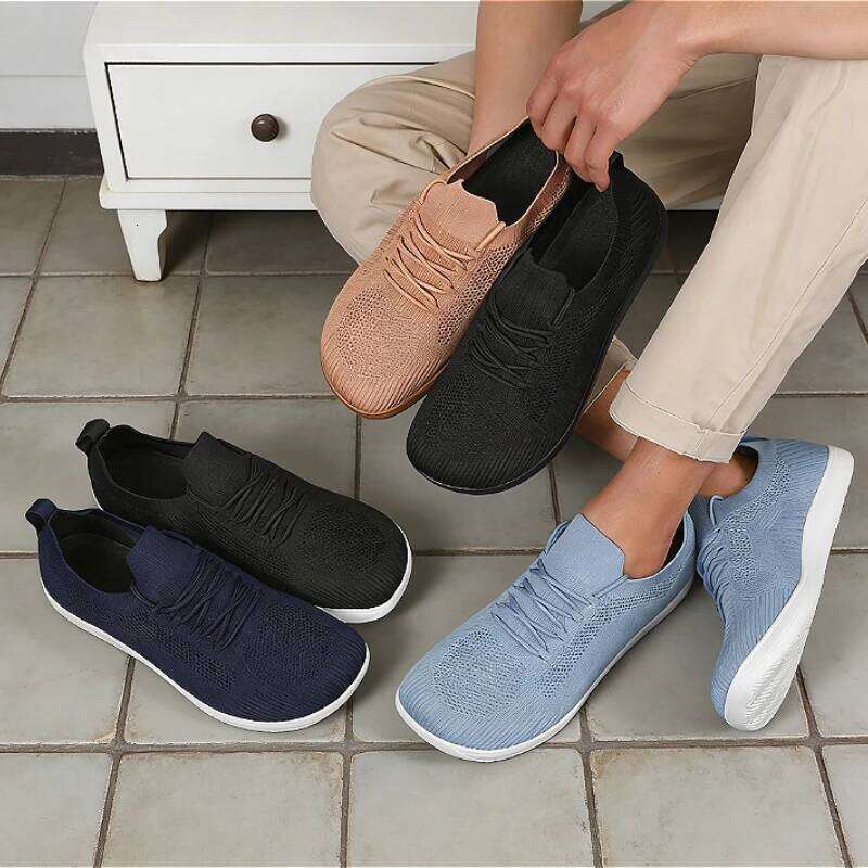 Wide Barefoot for Men Lightweight Breathable Mesh Lace Up Casual Walking Shoes Plus Size Couple Outdoor Sneakers