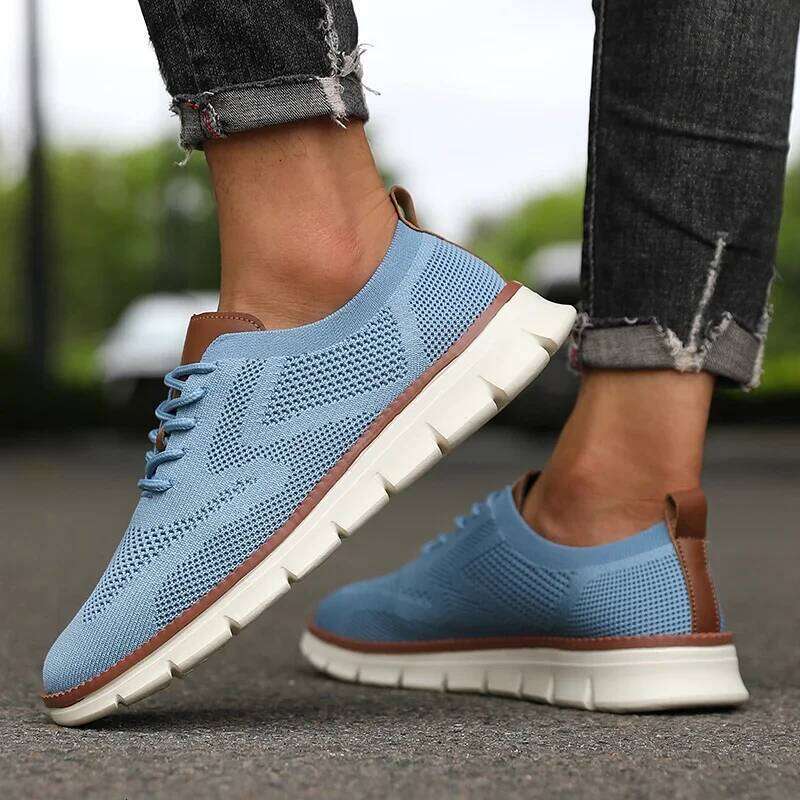 New Men Sports Knitted Mesh Breathable Trendy Appearance Flat Outdoor Versatile Street Casual Anti Slip Shoes