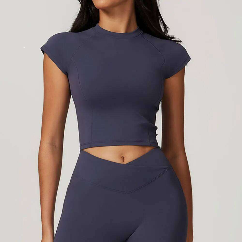 Sports T-shirt Women Fitness Short Sleeves Yoga Dance Clothes High Elastic Running Shirts Gym Push Up Workout Top Tee 26Y0224