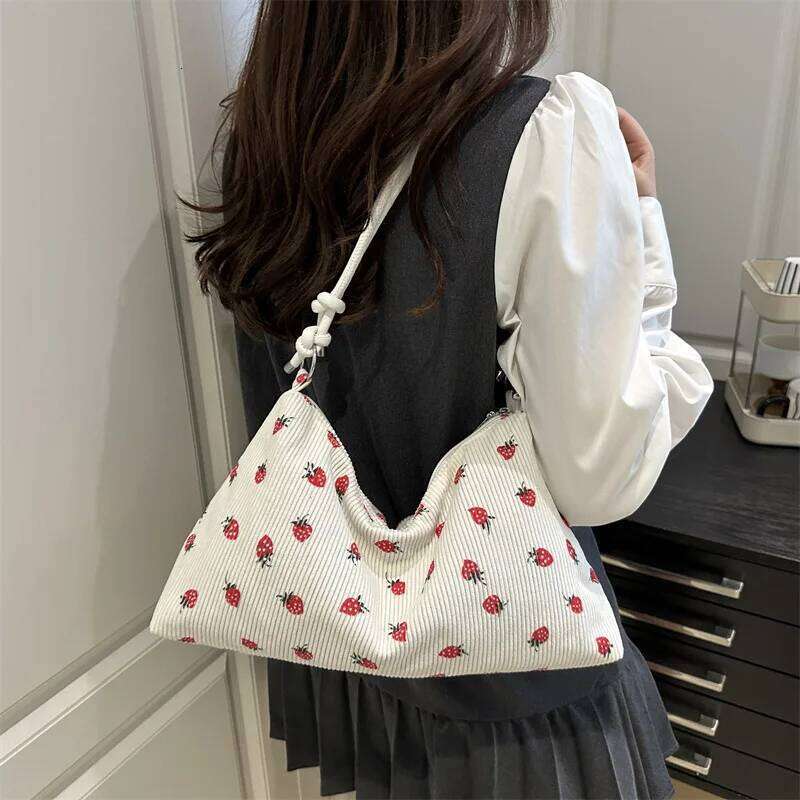 Zebra Design Corduroy Shoulder Underarm Bags for Women berry Print Ladies Crossbody Bag Casual Portable Girls s Handbag Z260224