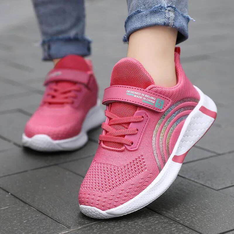 New Design Red Trainers for Kids Girls Comfortable Platform Girl Sports Shoes Large Size 38 Children's Running Sneakers 26W0224