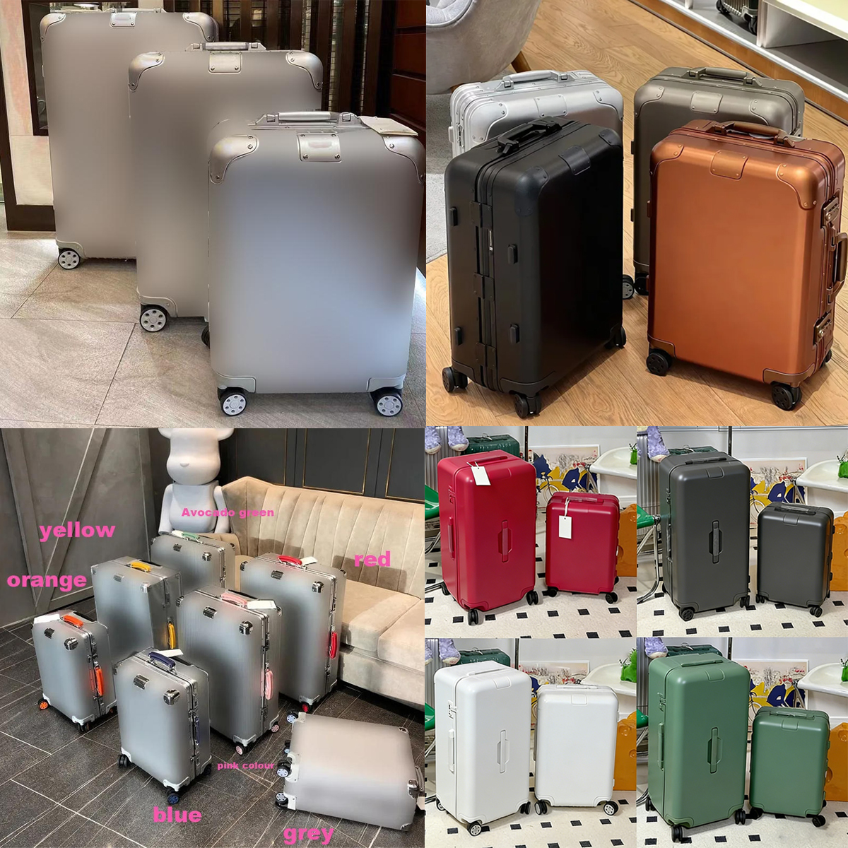 Aluminum suitcase Luxury cabin Suitcase Luggage set PC colorful trolley case for women Trunk 33 inch boarding box fashion universal wheel large capacity travel box