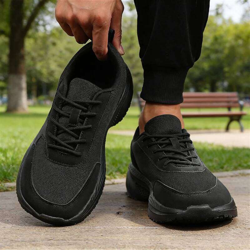 Wide for Mens Breathable Knitted Mesh Platform Walking Sneakers Outdoor Running Zero Drop Casual Sneaker Minimalist Shoes