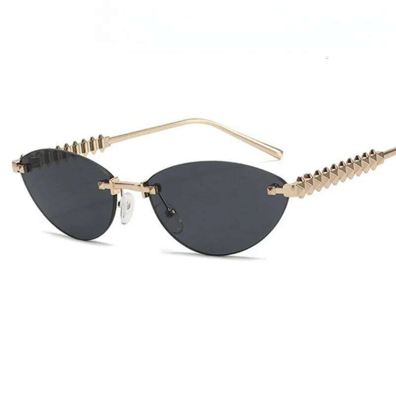 New Fashion Rimless Cat Eye Female Sunglasses High Quality Vintage Metal Frame Sun Glasses Shades UV400 Eyewear 26W0224