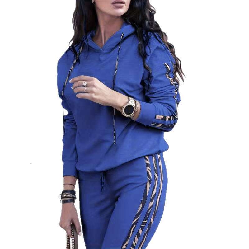 Women's Sets Autumn Fashion Contrast Color Side Stripe 2025 Hooded Long Sleeve Top Fit Full Length Pants Casual Sets