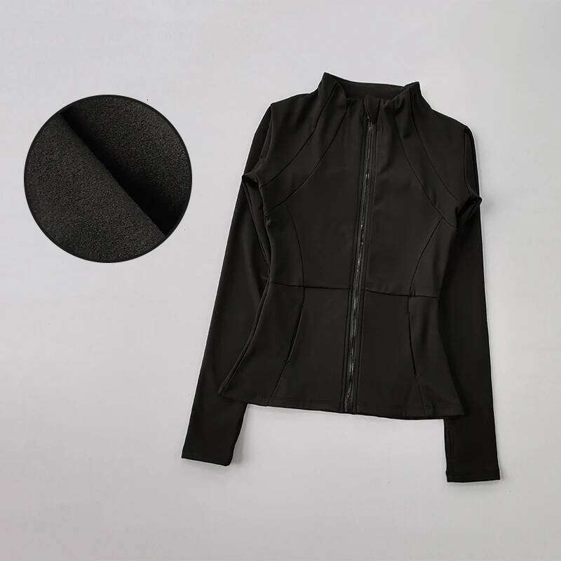 Women's Sports velvet Yoga Slim-fit Long-sleeved Keep Warm Running Sport Coat Pilates Fitness Top Workout 26Y0224